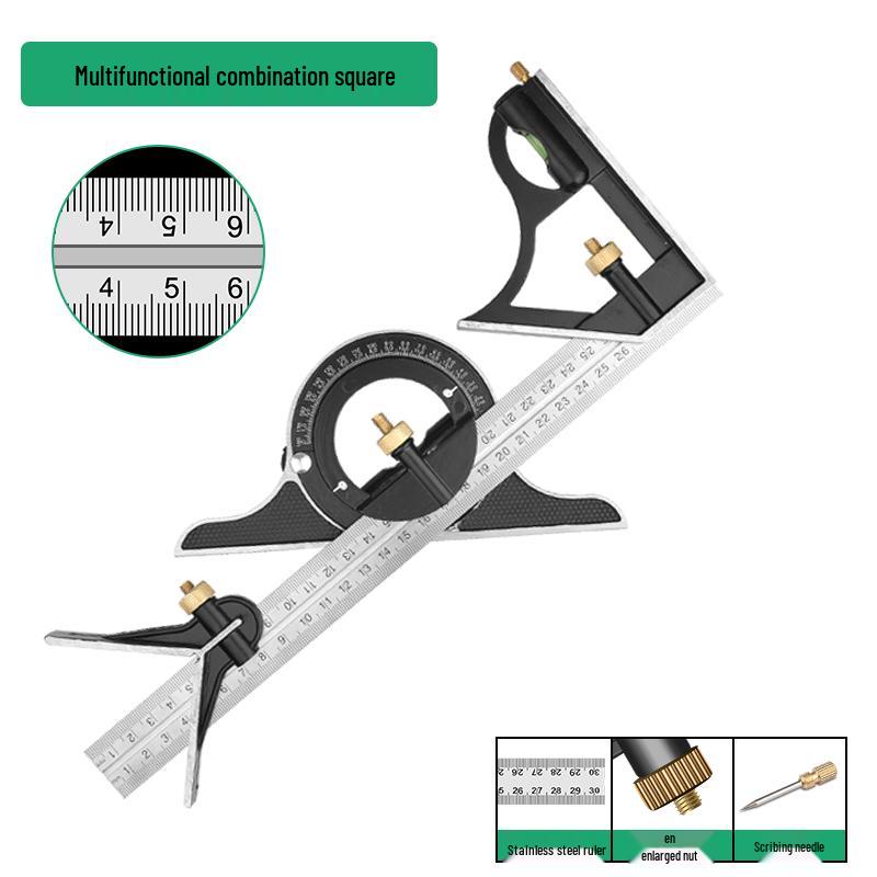 Multifunctional Stainless Steel 90° Angle Ruler for Woodworking