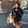 Zimní nové péřové bavlněné oblečení dámské volné bavlněné oblečení ležérní krátká velký kožíškový límec bavlněná bunda zesílená