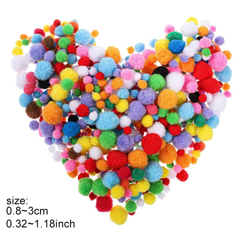 100~300pcs Mini Fluffy Soft Ball Handmade Accessories Colorful High Elastic Balls DIY Polyester Plush Ball 0.8cm~3cm TMZ