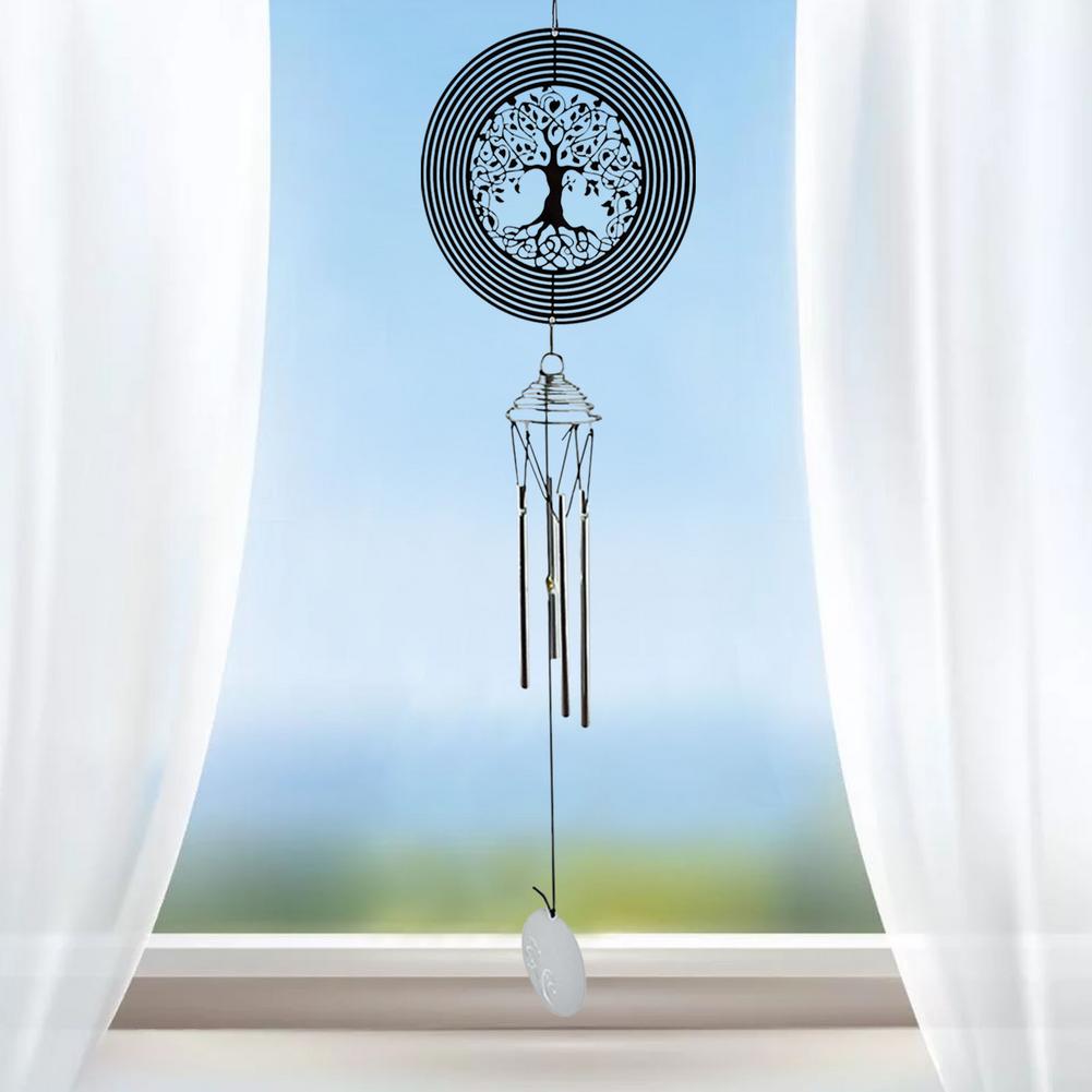 3D Metal Rotating Wind Spinner Tree Of Life Wind Chime Garden Decor Ornament Spiral Windchimes Hanging Garden Yard Home Decor