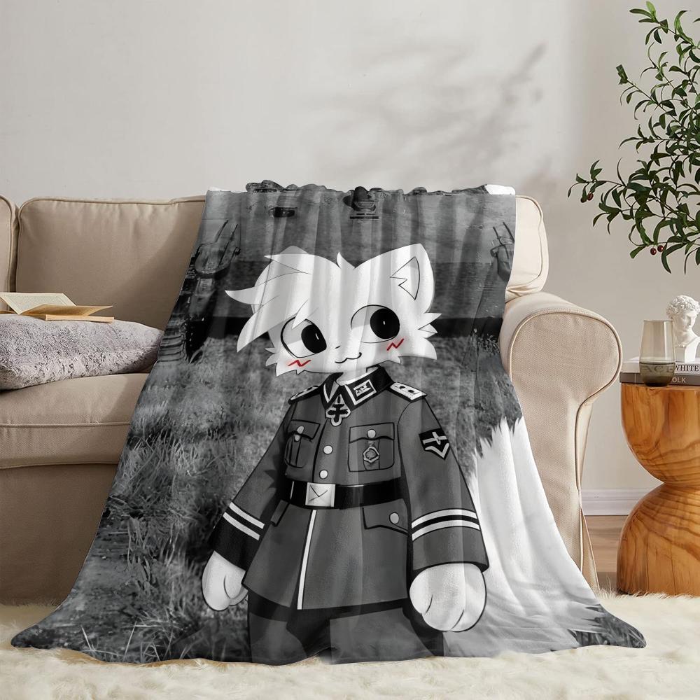 Cute B-boykisser cat Throw Soft Flannel Throw Summer Blanket Lightweight Cozy Nap Blanket for Sofa Bed Travel