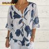 Women's Fashion Casual 1/2 Sleeve V Neck Blouses & Shirts