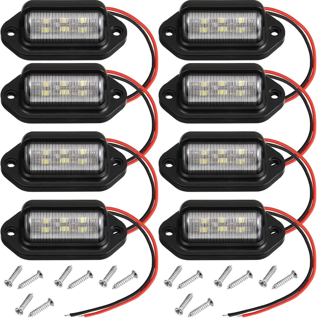 8PCS 6 LED Car License Number Plate Light For SUV Truck Trailer Van Tag Step Lamp White Bulbs Car Products License Plate Lights