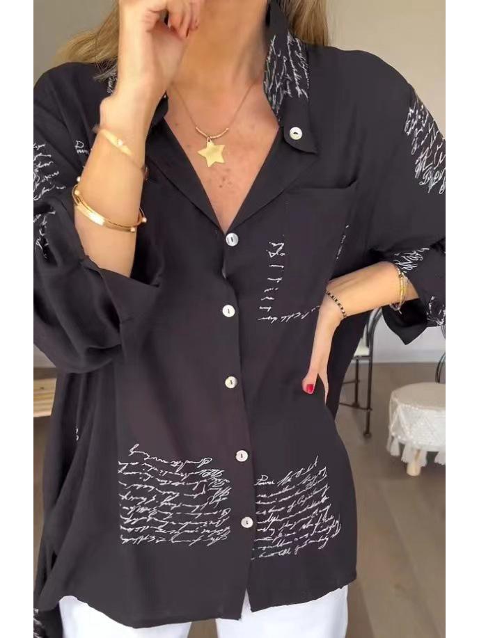 2025 Women's Spring/Summer Swallowtail Print Loose Fit Shirt - European & American Style