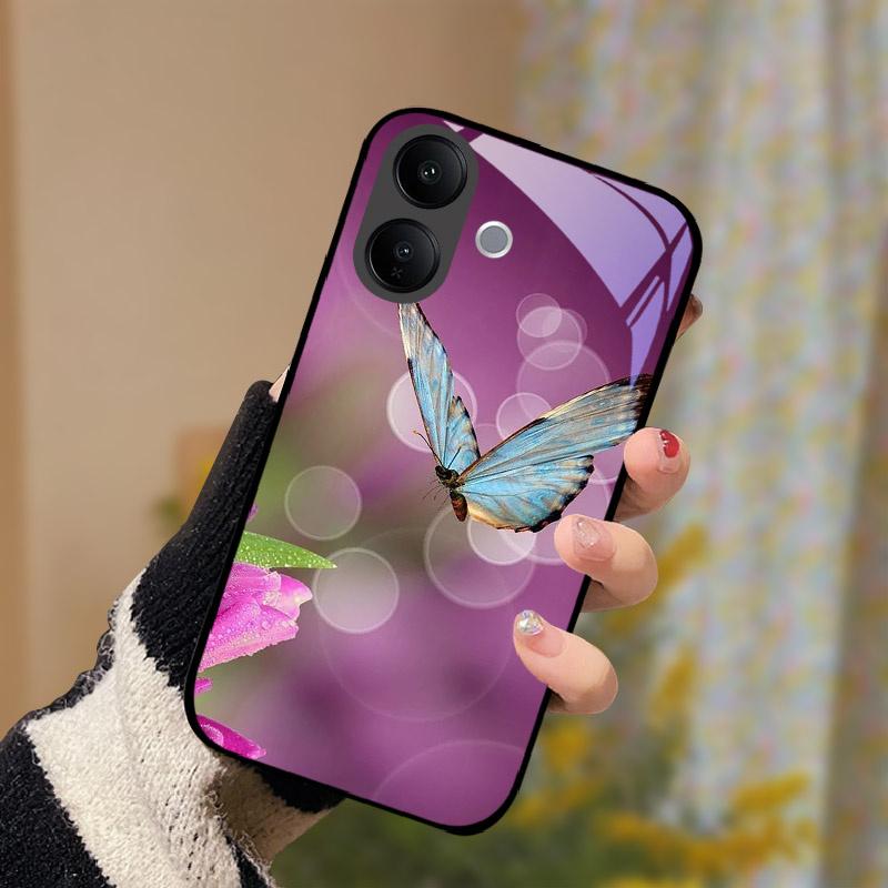 For VIVO V60 Lite V60Lite Case Fashion Painting Tempered Glass Cover For VIVO V 60 Lite Phone Shell Casing Anti Drop Fundas Capa