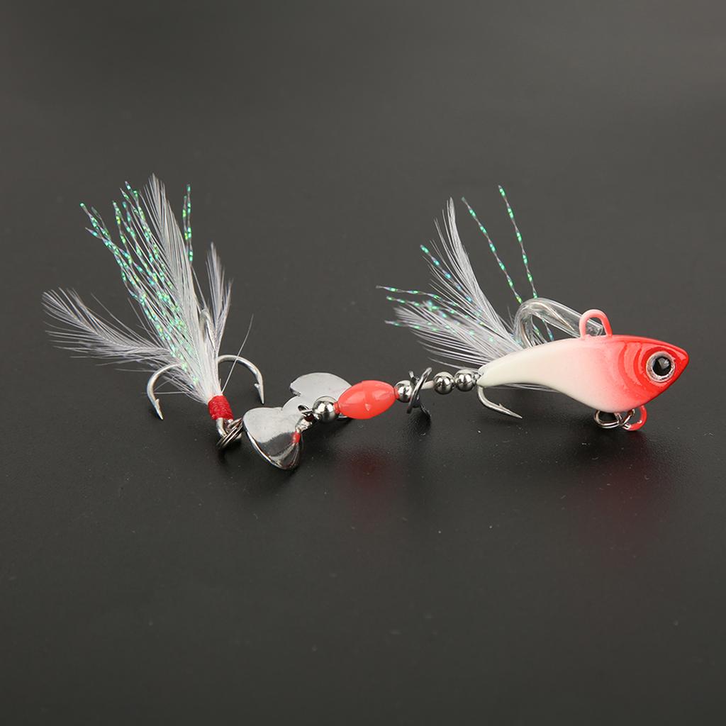 Sequin Luminous Simulation Artificial Fishing Lure Bait with Feather Rotation VIB Fish Shape