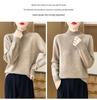 Women's Diamond Pattern Wool Pullover - Semi-High Neck, Thick, Autumn/Winter Knit