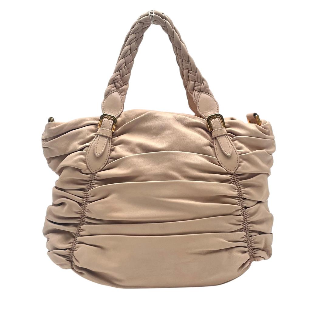 Used BALLY Shoulder Bag Gathered 2WAYShoulder BagShoulder Bag Pink Beige Leather Women