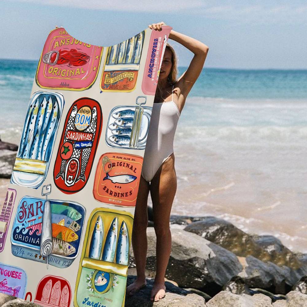

Colorful Sardine Lobster Fish Ocean Animal Big Microfiber Beach Towels Quick Dry Towel Sand Beach Towels Pool Towel For Yoga W40*H60(CM)