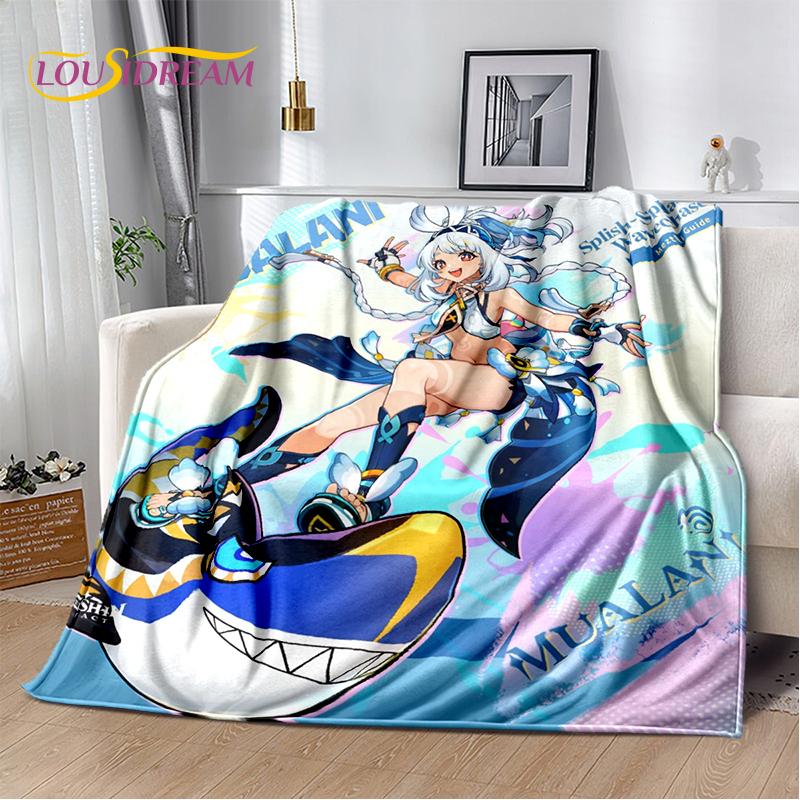2025 New Cartoon Genshin Impact Character Solo Game Soft Blanket,Soft Throw Blanket for Home Bedroom Bed Sofa Picnic Child Gift