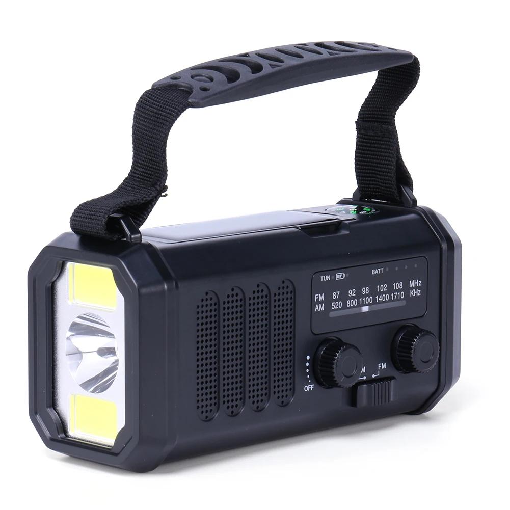 AM/FM Emergency Radio Solar Powered Hand Crank Radio with LED Flashlight 2000/10000mAh Power Bank Phone Charger SOS Alarm