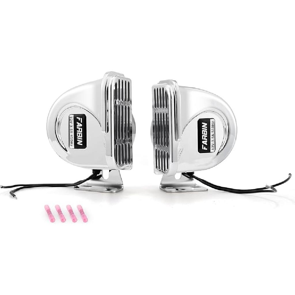 FARBIN High-Tone Horn For Boats Stainless Steel Waterproof Horn For Ships 12V Super Loud Motorcycle Horns With Base Bracket For Sailboats Yacht Car