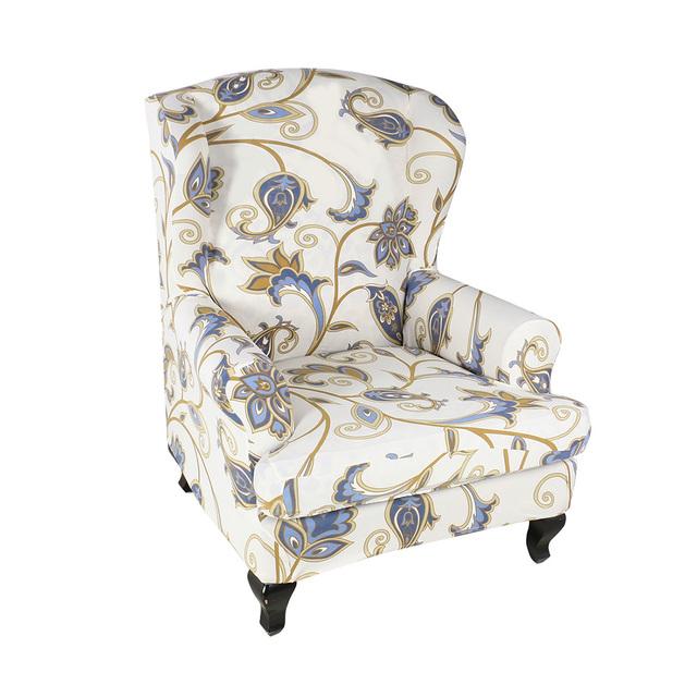 Elastischer Sesselbezug, bedruckt, für schräge Armlehnen, King-Back-Stuhlbezug, Stretch-Schonbezug, De Sillon Wingback-Stuhlbezug