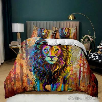 Lion King Wild Animals 3D Print Duvet Cover Set HD Comforter Cover for Kids Bedding Sets Bedclothes Bedroom Decor