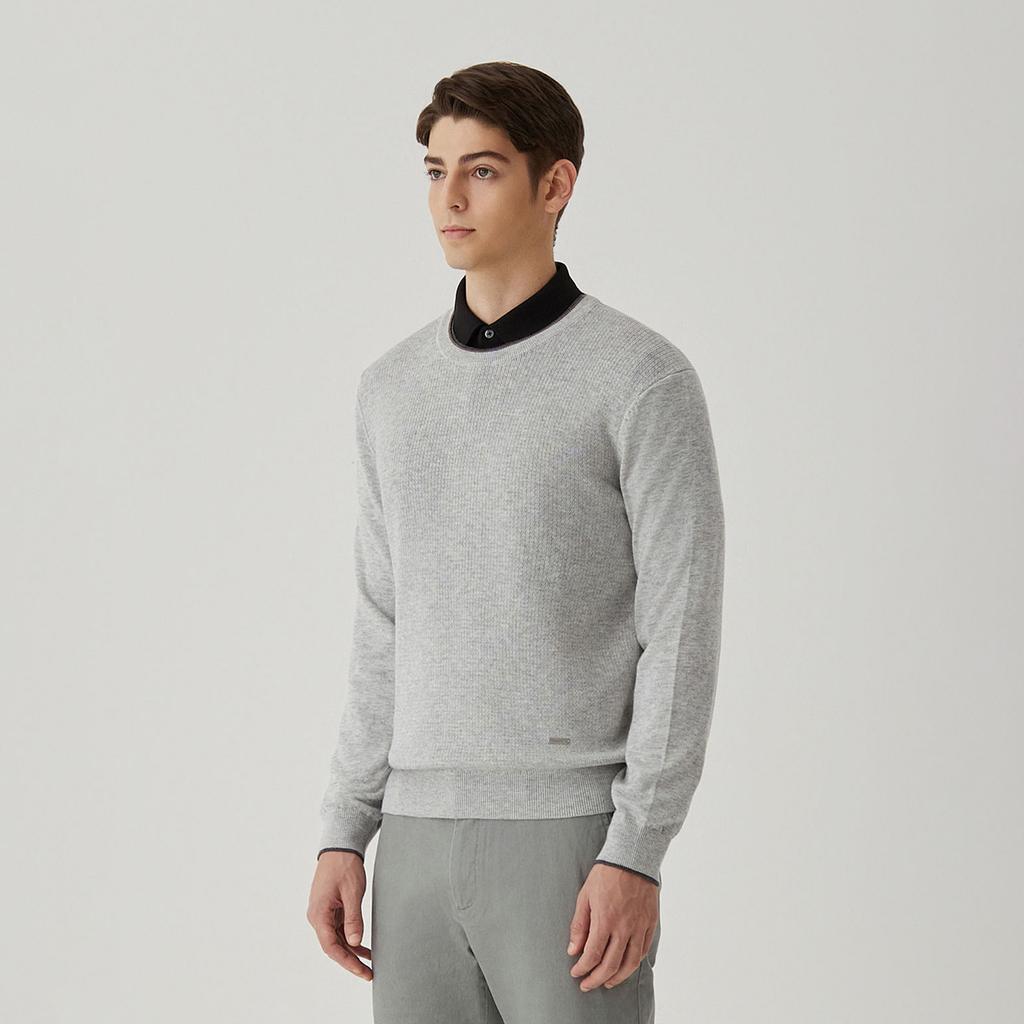 FERRAROMILANO Double Collar Round Sweater L/Grey (Amserd30132)