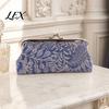 Coin Holder with Leaf Printed Purse, Kiss-lock Closure, Floral Lining Compact Tear-resistant Purse Canvas Wallet, for Coins Cards Jewelry Storage