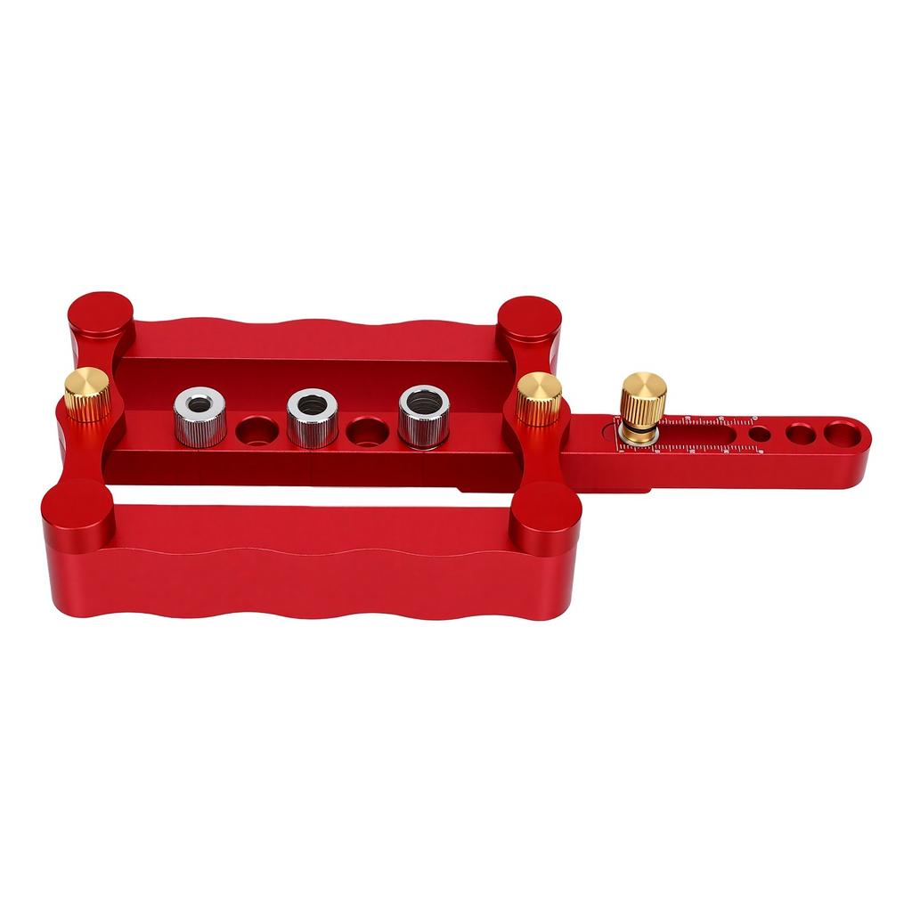 Self Centering Doweling Jig Kit Red Adjustable Woodworking Dowel Jig for Furniture Cabinet