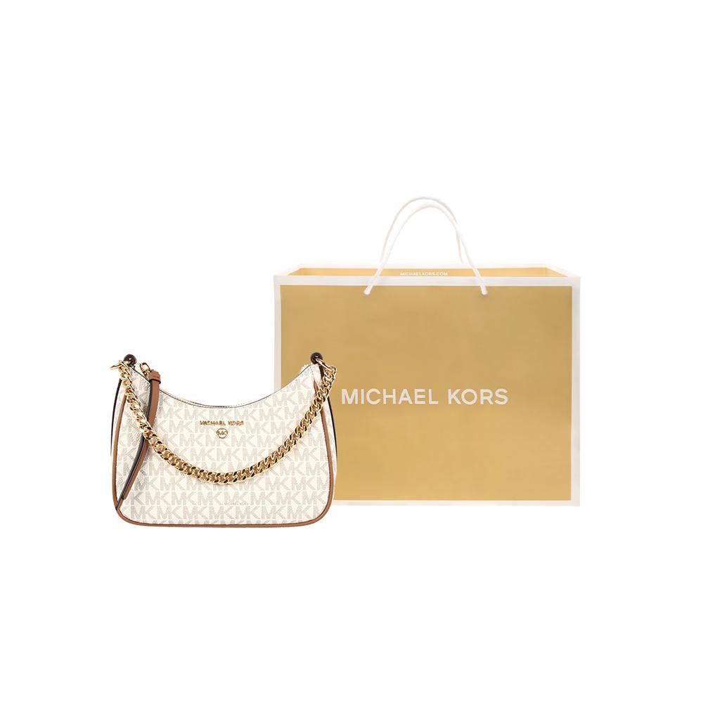 New MICHAEL KORS Jet Set Charm Canvas With Leather Shoulder Bag, Handbag, Shoulder Bag Women's Vanilla White 32H1GT9C1B-VANILLA-ACORN