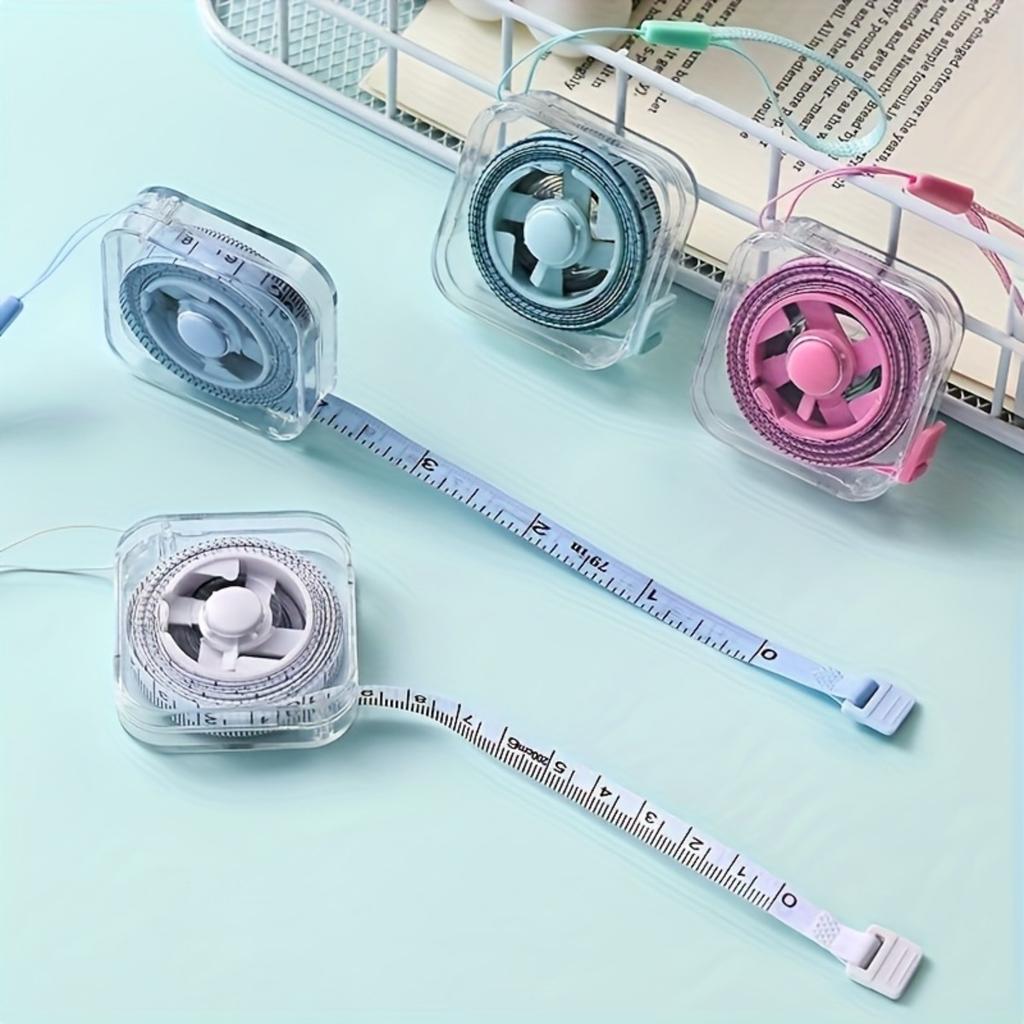 Cute Mini Soft Tape Measure, Portable and Extendable Lock - Durable and Easy To Store, Can Wipe Transparent Shell and Suspension Ring