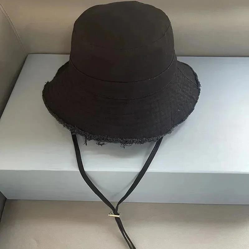 Fashion Fisherman Hats Foldable Bob Bucket Hat with Big Brim Sunscreen with Adjust Chin Rope Caps Beach Fishing Gorras Hat Women