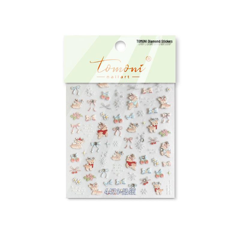 Tomoni Crystal Snow Deer Nail Art Stickers - Hot-Selling Stationery and Mobile Phone Accessories
