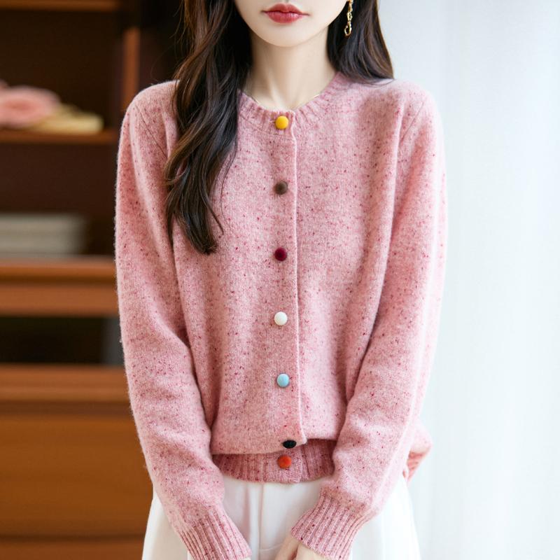 QingHe Cashmere Women's 30% Cashmere Cardigan - Soft & Warm Wool Blend Sweater