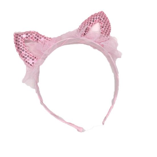 Dziewczyny Słodkie kocie uszy Kształt Gaza Cekiny Opaska Opaska do włosów Akcesoria do obręczy