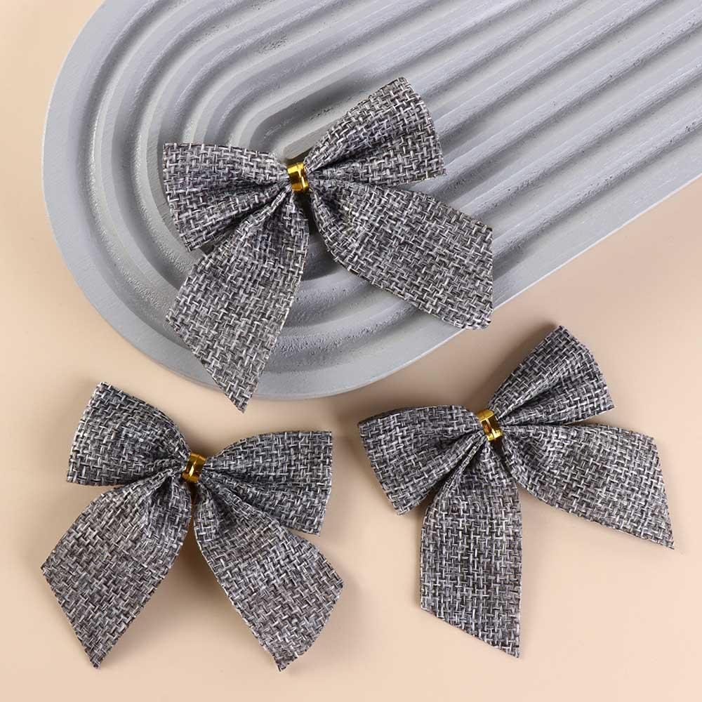 10Pcs/set Cloth Xmas Tree Pendant Plaid Bow Christmas Garland Accessories  Christmas