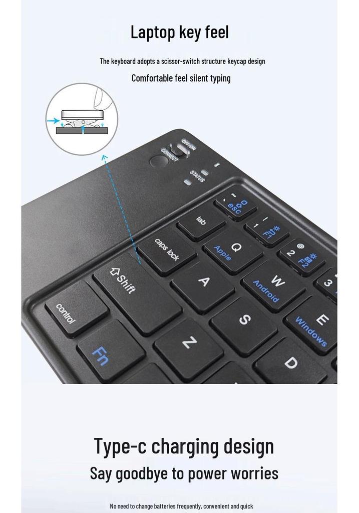 Compact Wireless Bluetooth Keyboard - Double Folding, Multi-System, Multi-Channel, Ideal for Tablets