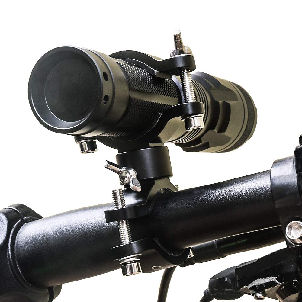 LIGHTFE Bicycle Light Holder Aluminum Alloy Bike Light Adjustable Open Specialized for Large Bicycle Rotating Clip Holder and Wing Nut for Easy Fixing