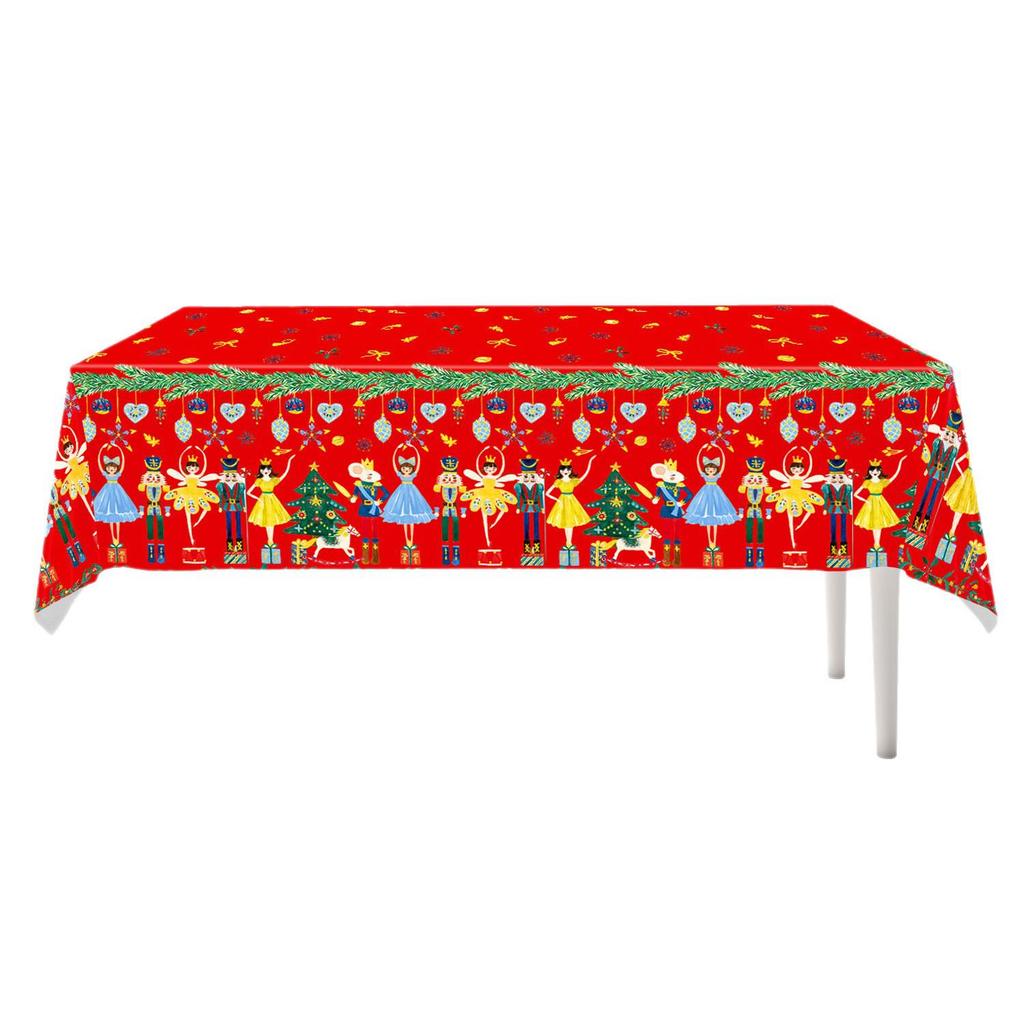 Christmas Theme Children's Party Disposable Tableware Set: Cups, Napkins, Tablecloth, Flags