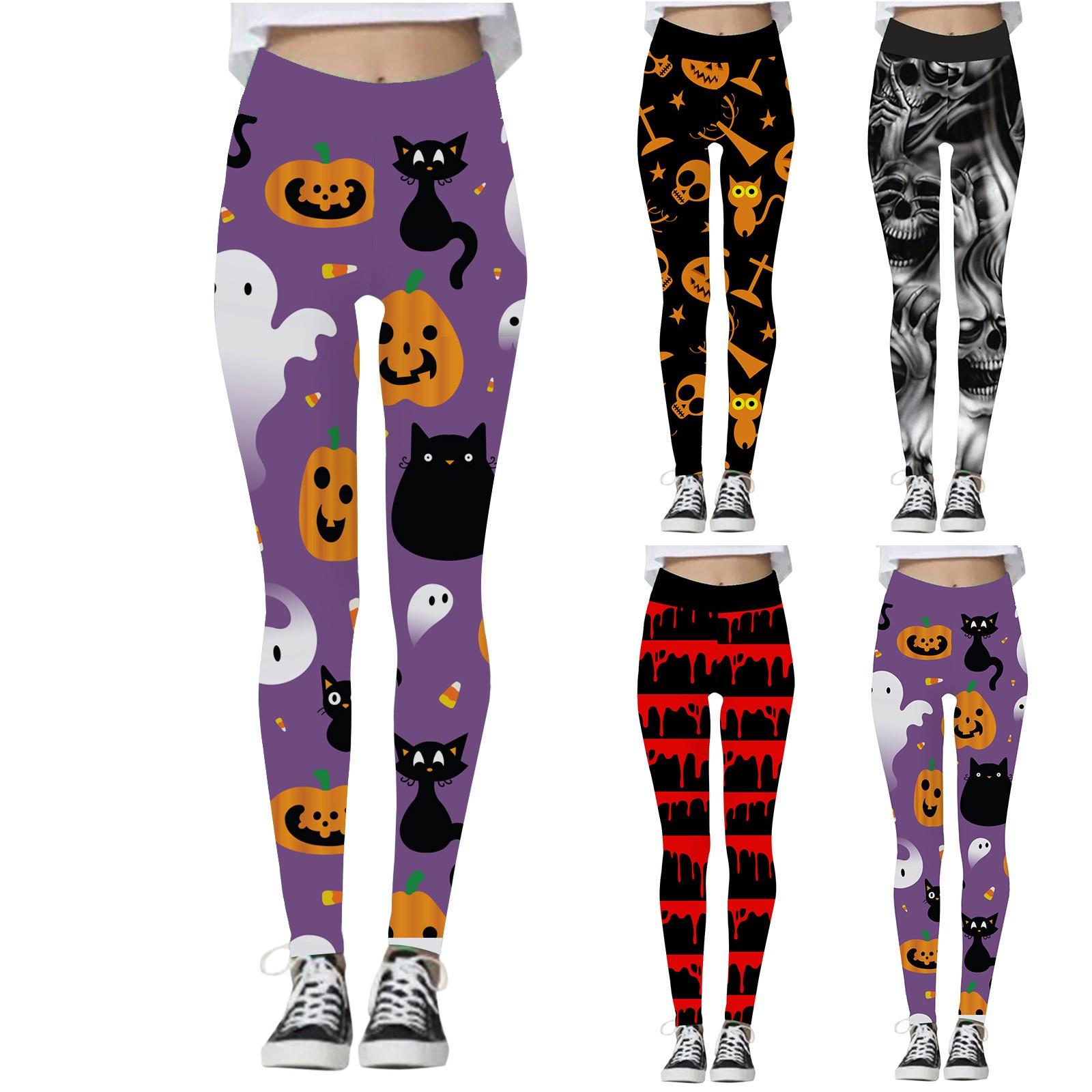 

Женские облегающие эластичные штаны для йоги с 3D-печатью на Хэллоуин, спортивные штаны для активного отдыха