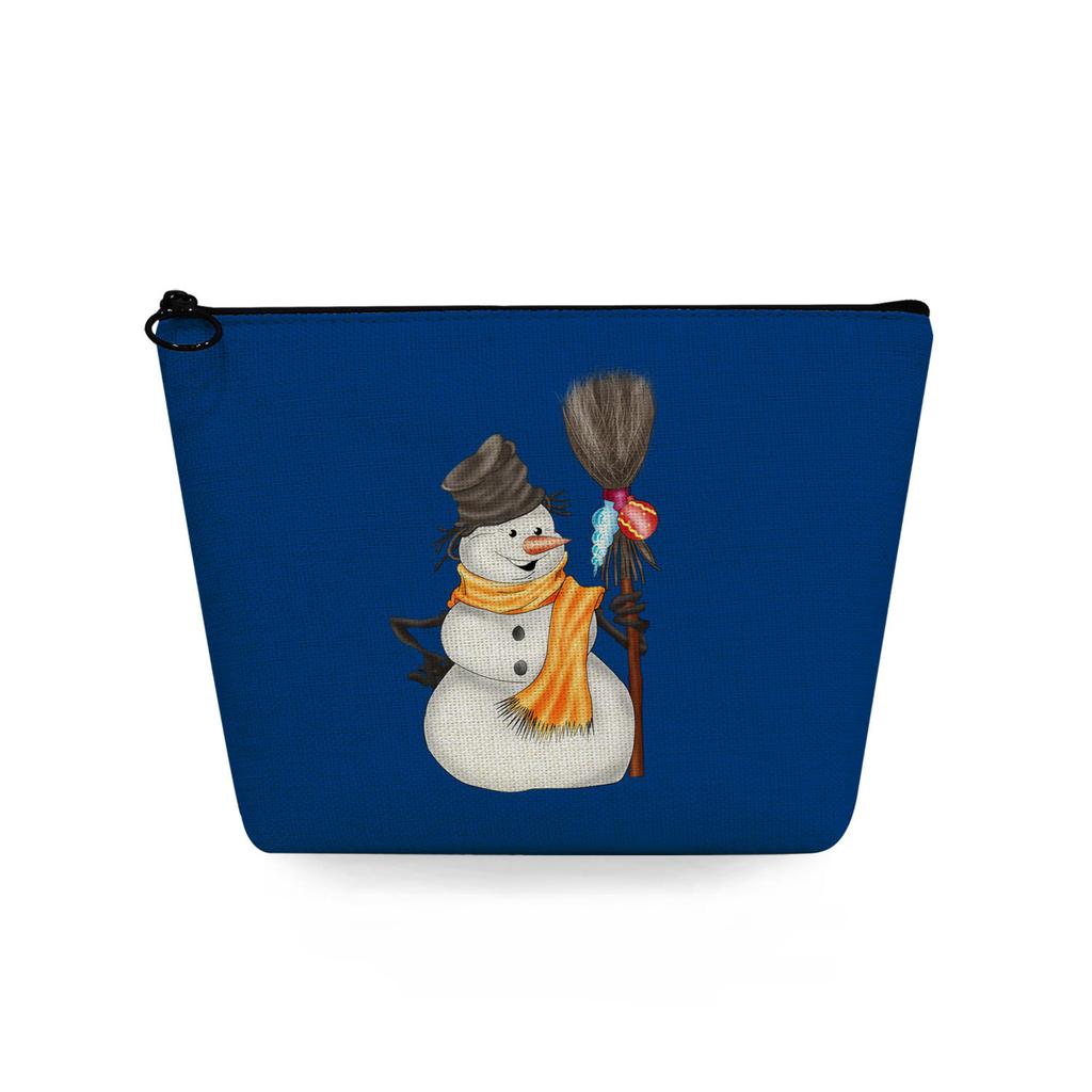 Women Christmas Snowman Print Cosmetic Bag Toiletries Organize Travel Storage Case  6367