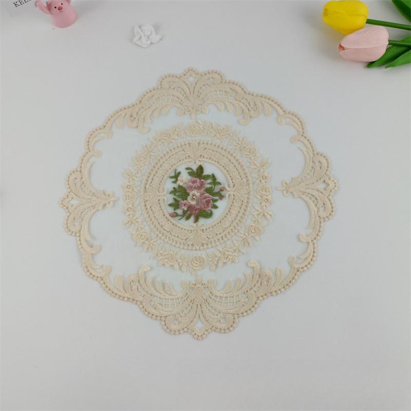 28 Cm Lace Coaster Embroidery Retro Lace Placemat Dust Cover Towel Coffee Table Mat Decoration