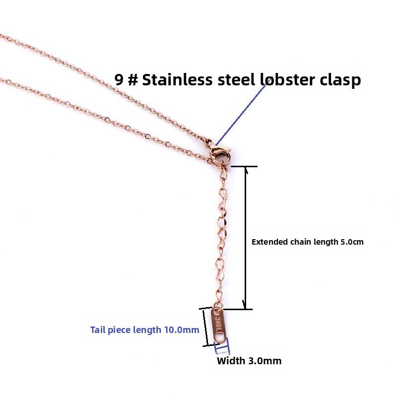 Rose Gold Double Ring Diamond Stainless Steel Necklace Pendant Sticky Diamond Pendant Bag Chain Titanium Steel Necklace Internet celebrity jewelry