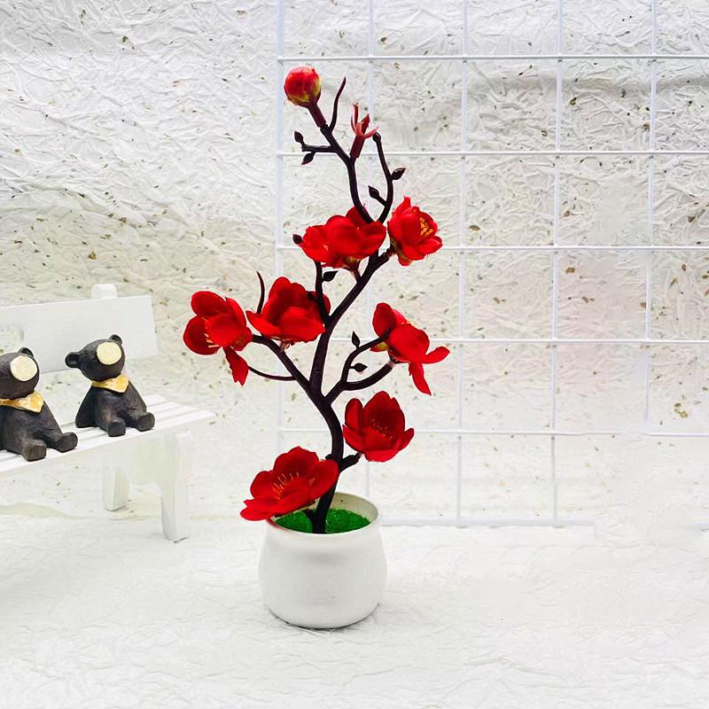 1PC Simulation Ornament Potted Plants Decoration Bonsai Adorn Wintersweet Plastic Moss Elegant Artificial Flowers
