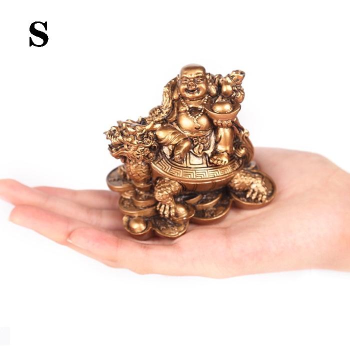 Resin God Beast Dragon Turtle Maitreya Buddha Statue Chinese Characteristic Fortune Decoration Home Office Feng Shui Statue