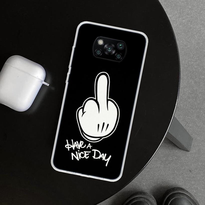 Middle Finger Phone Case Cover for Xiaomi Poco X6 X5 X7 Pro F7 Ultra Redmi 15C 15 13C 13 12C 12 10C 10 10A 9C 9A 9T 9 Coque Poco