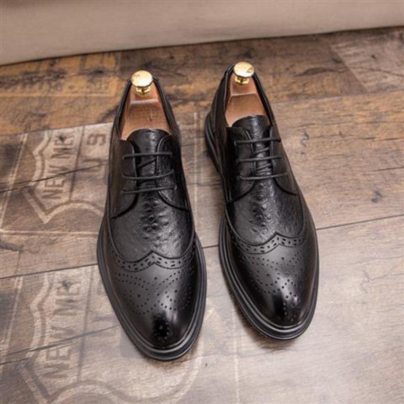 Leather Business Classic Pointed Toe Formal Dress Men Shoes Office Wedding Mens Casual Oxford Shhoes