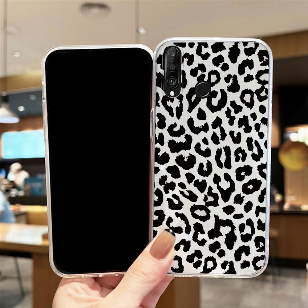 Phone Case For Huawei P30 P20 Lite Y6 Y7 P Smart 2019 Mate20 Lite Colorful Leopard Transparent Clear Marble Print Dinosaur Cover
