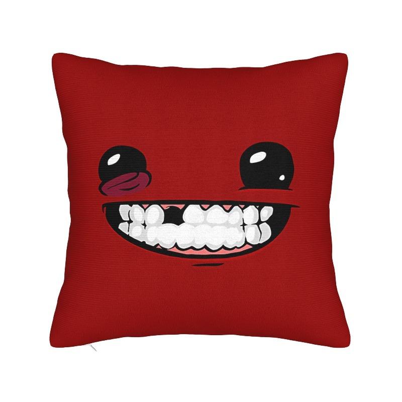 1Pc Red Super Meat Man Style Pillowcase, Modern Farmhouse Decor, Machine Washable Pillow Cover For Sofa Bed Car Office Bedroom