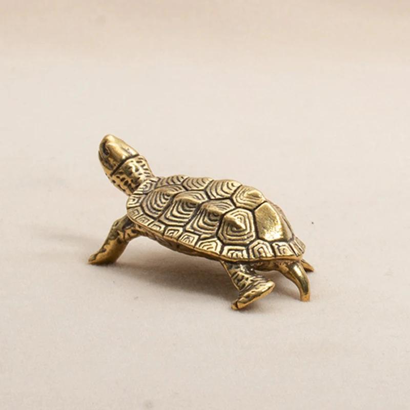 Antique Solid Copper Turtle Ornaments Trumpet Longevity Animal Sculpture Home Office Desk Decorative Simulation Ornament
