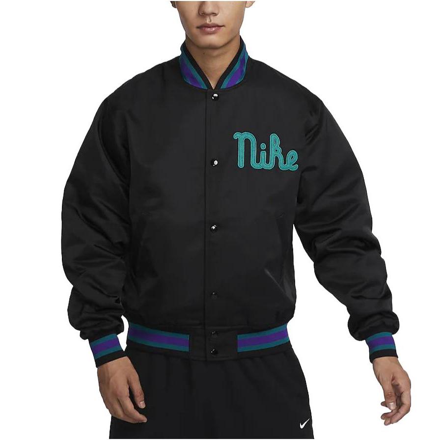 Nike Dugout Bestickter Buchstabe Baseballkragen Lässige Lockere Jacke Herrenjacke Schwarz FQ7970-010