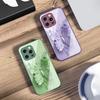 Farfalla Fiore Verde Per iPhone 16 E 15 14 13 Plus 12 mini 11 Pro Max XR Xs Max X 7 8 6 6S 2022 Custodia in Vetro Temperato per Telefono