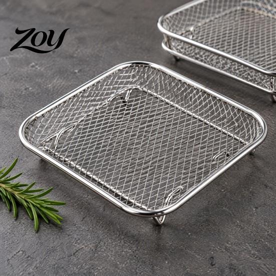 Space Saving Kitchen Gadgets Stackable Air Fryer Rack, 304 Stainless Steel Multi-Layer Grill Stand with Fine High Temperature Resistant Racks Mesh, 3