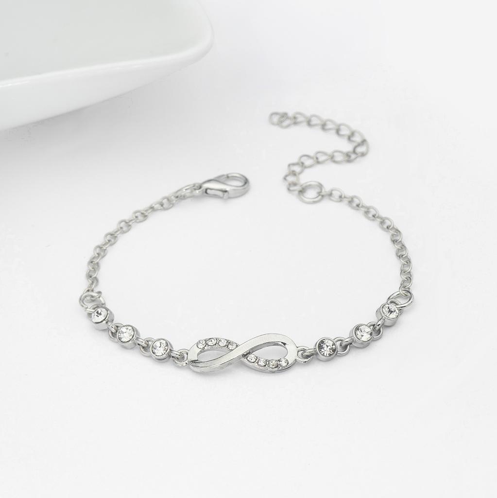 Silver Infinity Adjustable Bracelet For Women Lucky Symbol Zircon Bracelet Fashion 8 Word Bracelet Jewelry Valentine's Day Gift