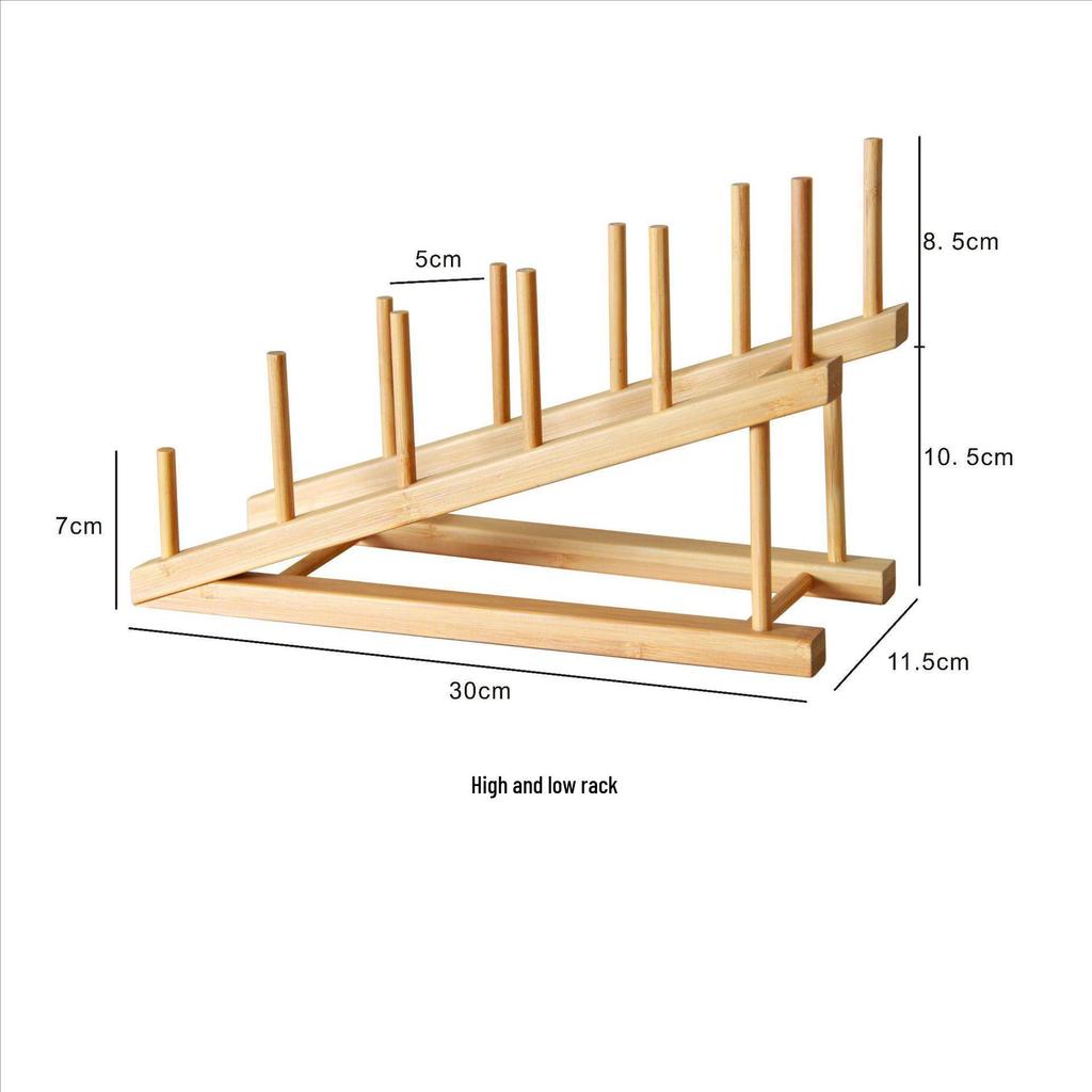 Multi-Functional Bamboo Dish Drying Rack for Cups, Plates, and Bowls