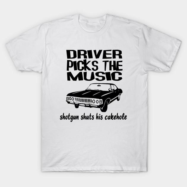 

Men Black Print T-shirt Supernatural Driver Picks The Music T-Shirt No-Cut Transfer Paper Print Cotton Tshirt 3XL