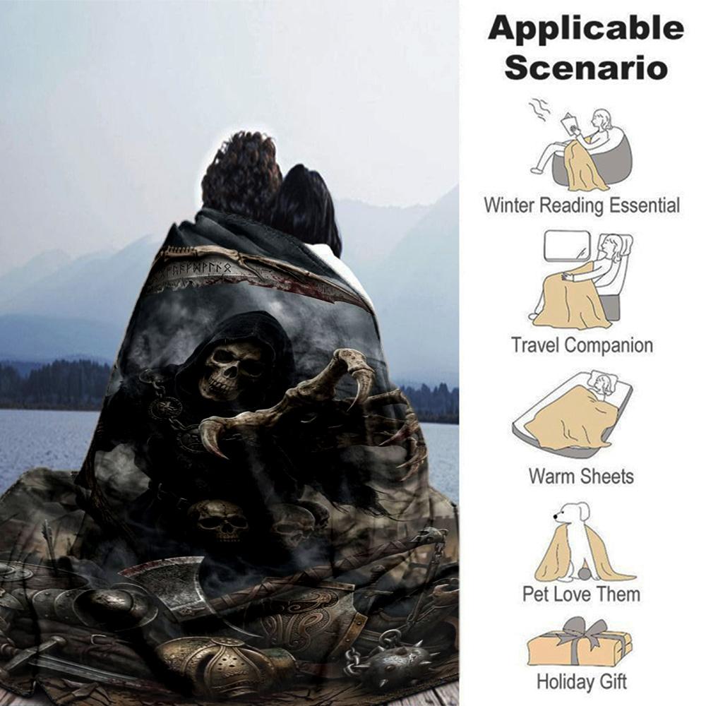 Dark Grim Reaper Print Flannel Blanket High Quality Warm Comfortable Cover for All Seasons Perfect for Gifts Home Decor