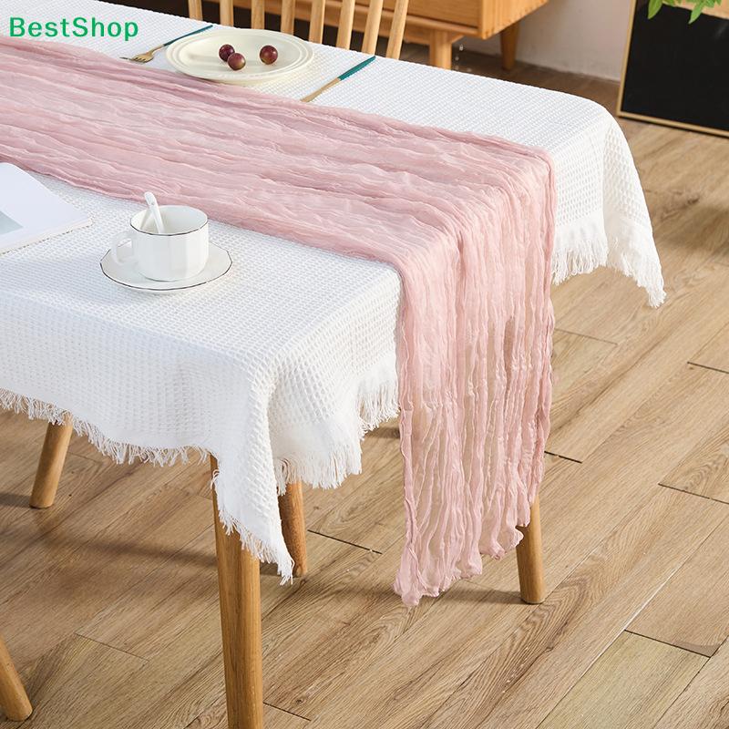 Cheesecloth Table Runner Gauze Tablecloth Semi-Sheer Crinkle Table Cover Boho-style table runner 180*90/90*340cm